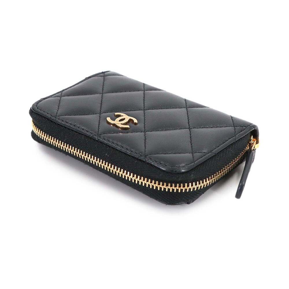 CHANEL Black Lambskin Leather Logo Wallet - Picture 5 of 9